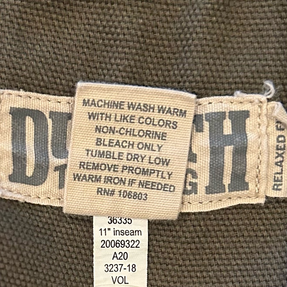 Duluth Trading Canvas Cargo Shorts 100% Cotton Olive Green Size 40 Inseam 11 - Picture 6 of 9